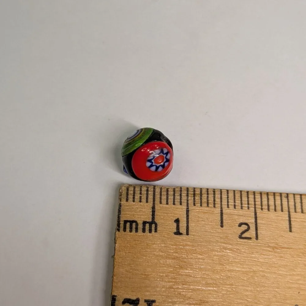 Vintage Millefiori Glass (52) BEADS Double Sided Handmade Multi Colored
